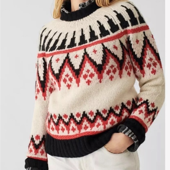 Faherty Frost Fair Isle Crew Sweater Alpaca - Picture 1 of 9